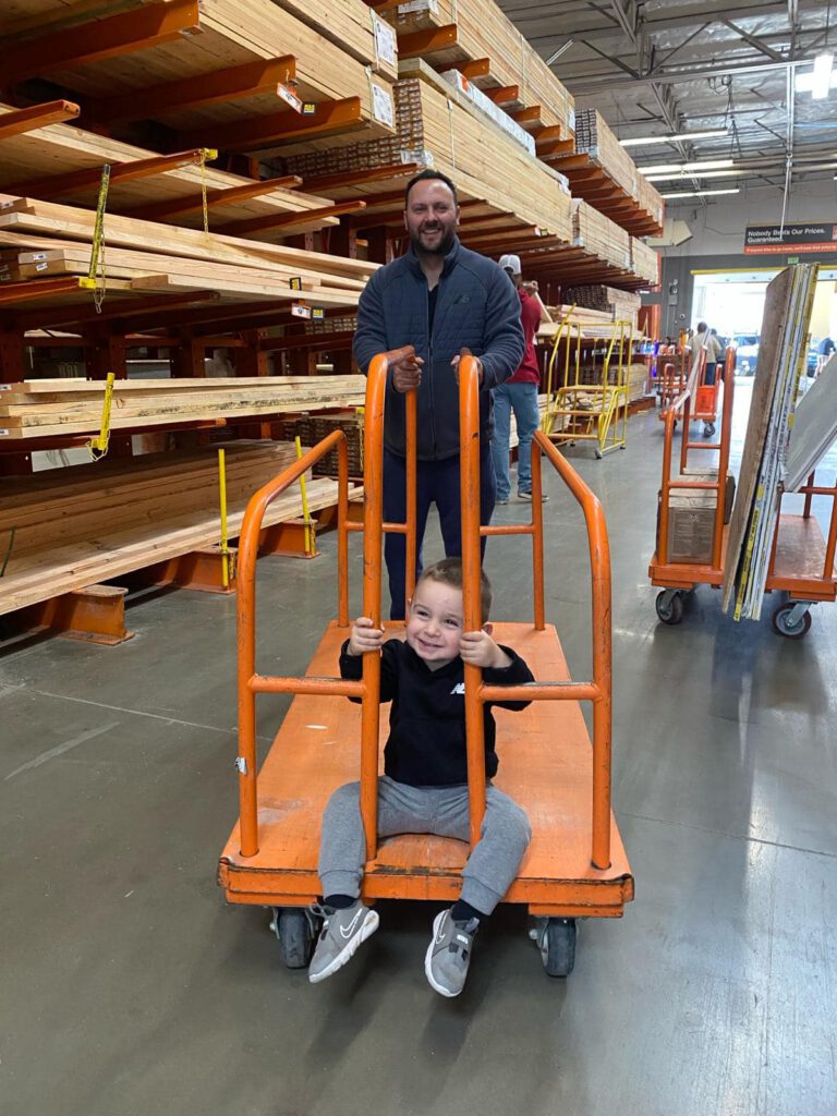 Navarro Metalworks owner, Jonathan Navarro and his son at the hardware store