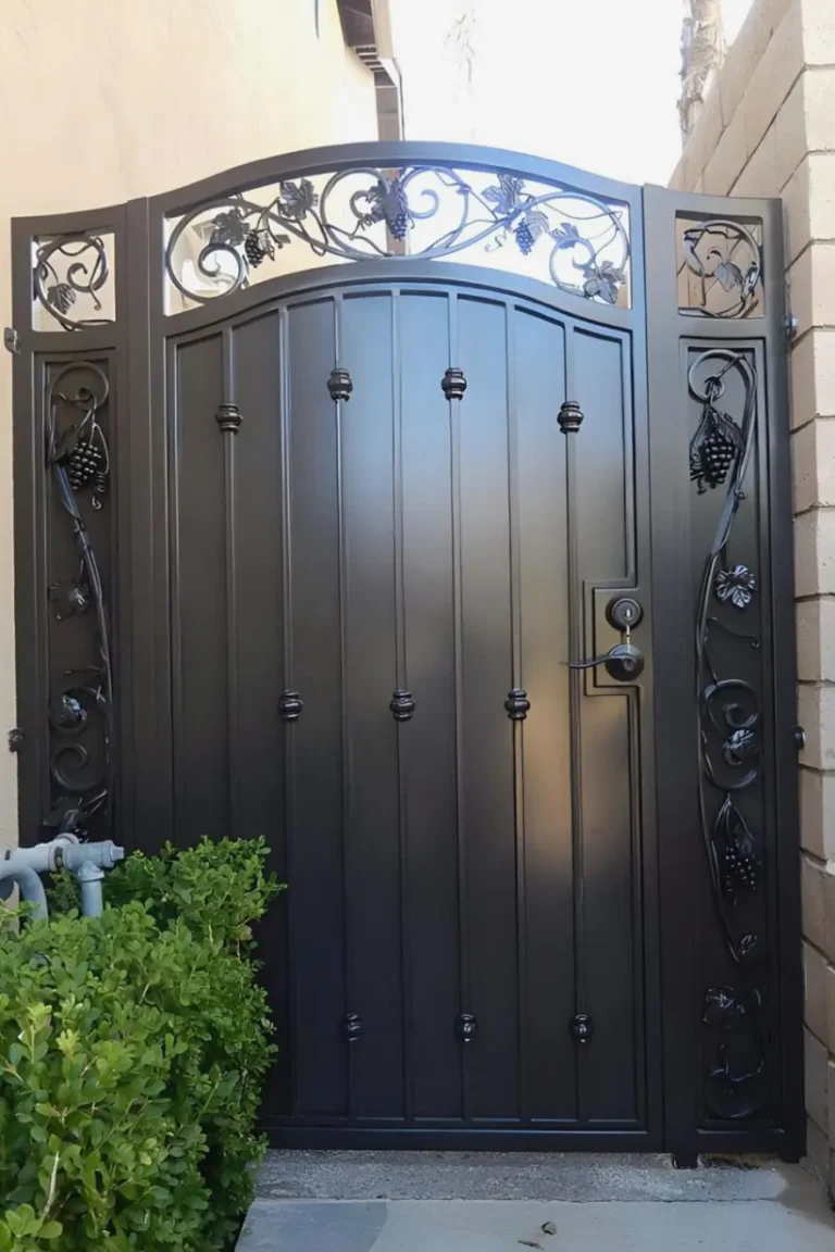 Large metal door for an outside patio, built by Navarro Metalworks